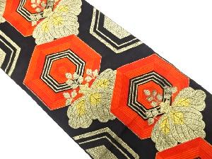 アンティーク　重ね亀甲に桐模様織り出し袋帯(材料)